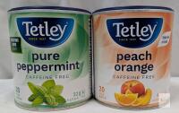 Tetley Herbal Tea 2-Pack: Pure Peppermint & Peach Orange, 20 Bags Each, Caffeine Free