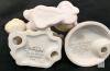 Vintage Precious Moments Figurines, Framed 12" &times; 16" Stitch Art & Mini Snow Globe, Ceramic Figures, Personalized Silverplate Blocktoy Bank, Scioto Molds Ceramic Musical Box Bunnies & 2&times; Collectable Plates in Frames - 3