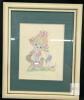 Vintage Precious Moments Figurines, Framed 12" &times; 16" Stitch Art & Mini Snow Globe, Ceramic Figures, Personalized Silverplate Blocktoy Bank, Scioto Molds Ceramic Musical Box Bunnies & 2&times; Collectable Plates in Frames - 7