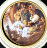 Vintage Precious Moments Figurines, Framed 12" &times; 16" Stitch Art & Mini Snow Globe, Ceramic Figures, Personalized Silverplate Blocktoy Bank, Scioto Molds Ceramic Musical Box Bunnies & 2&times; Collectable Plates in Frames - 12