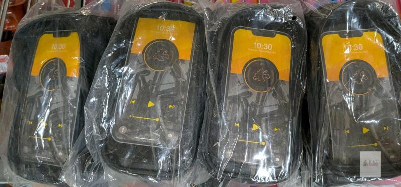 4 new Universal Bicycle Handlebar Phone Mount Pouch, Water-Resistant, Fits Phones Up to 6.7", Black