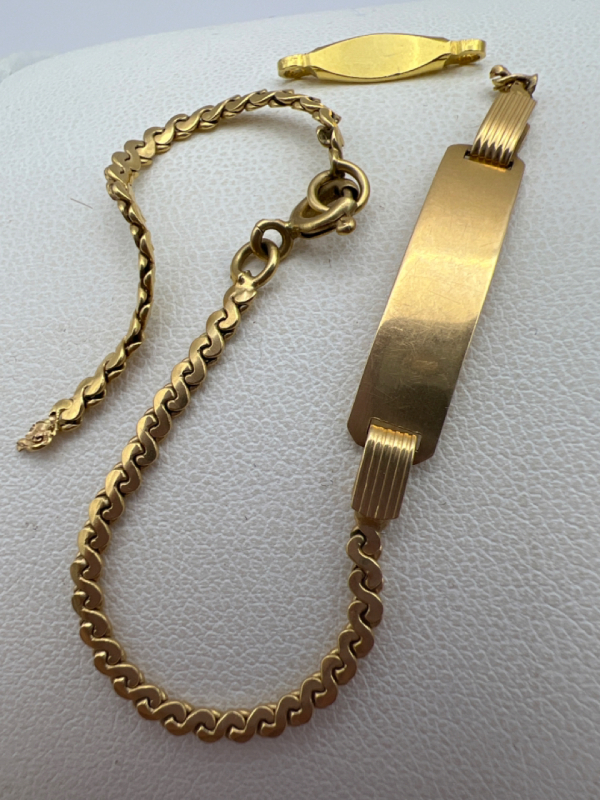 18K yellow Gold Bar Bracelet stamped As is