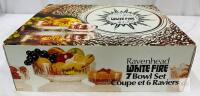 Vintage Ravenhead White Fire 7-Piece Glass Bowl Set with Original Box