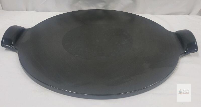 Emile Henry France 14" Ceramic Pizza Stone . Would benefit from cleaning before use