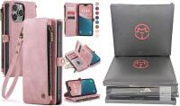 5 New Defencase Compatible with iPhone 12 Pro Max Case Wallet with RFID Blocking Card Holder for Women Men, PU Leather Magnetic Snap Flip Zipper Strap Wallet Phone Case Fit for iPhone 12 Pro Max, Rose Pink