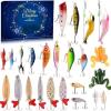 New Fishing Lure Countdown Advent Calendar, 24 Real Fishing Lures, 1 Per Day (Colours & Varieties May Vary)