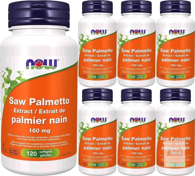 [exp 06/26] 7 New NOW Saw Palmetto Men's Heath Supplements, 120 Soft Gels Each, Helps Relieve Symptoms Associated with Mild to Moderate Benign Prostate Enlargement