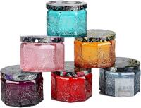 New 6-Pack Colorful Tea Light Candle Holders, Reusable Glass Jars for Candle Making, Votive Candle Holder with Lid, Wedding Party Home Decor, 2" Tall