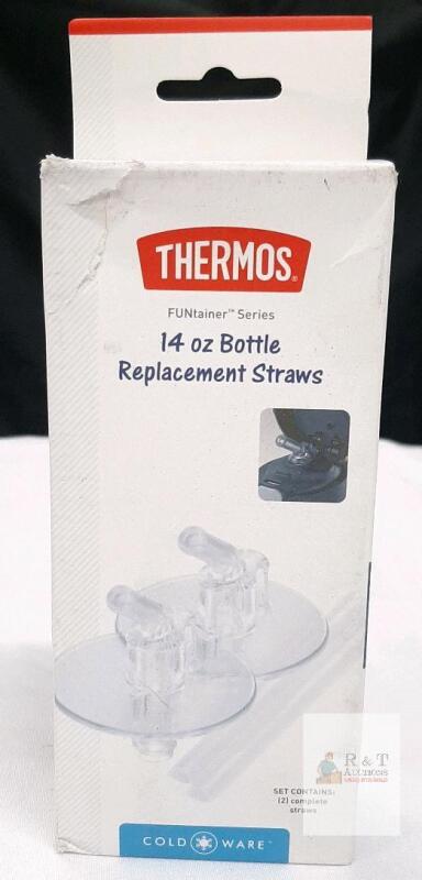 new Thermos FUNtainer 14 oz Replacement Straws (F405RS), 2-Pack, BPA-Free, Dishwasher Safe