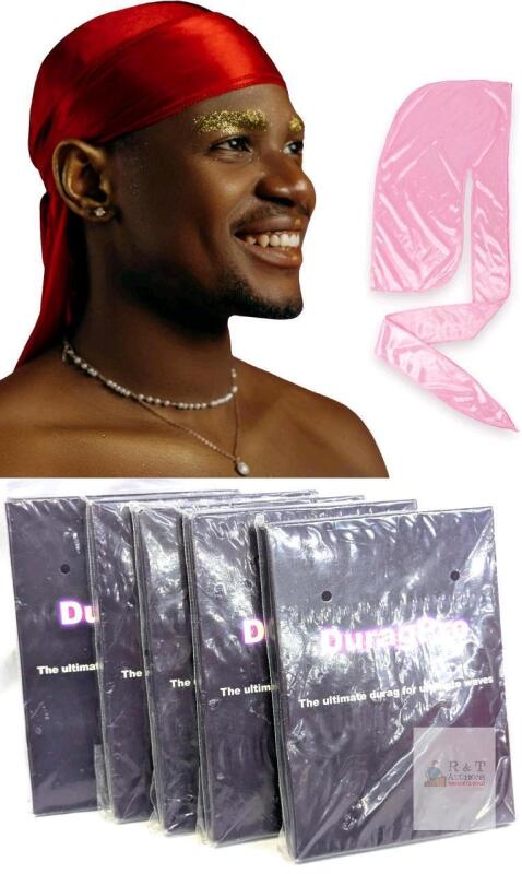 5 New 2-Pack RED & PINK DuragPro 100% Premium Satin Unisex Durags