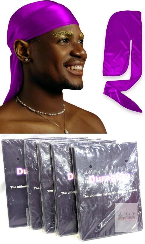 5 New 2-Pack PURPLE DuragPro 100% Premium Satin Unisex Durags
