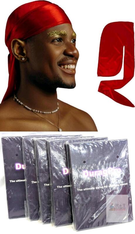 5 New 2-Pack RED DuragPro 100% Premium Satin Unisex Durags