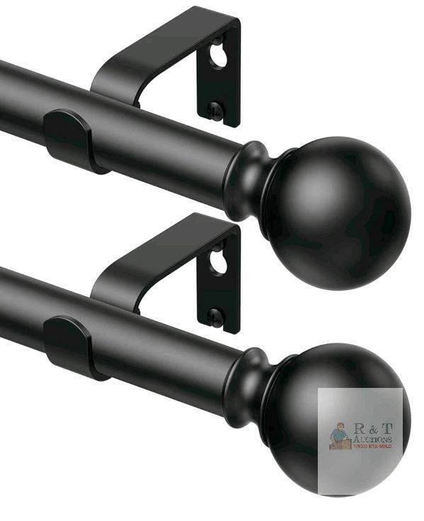 New 2 Pack Curtain Rods 92 inch, for Window, Adjustable Length Heavy Duty Diameter 7/8 inch, Modern Finials, Black