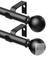 New 2 Pack Curtain Rods 92 inch, for Window, Adjustable Length Heavy Duty Diameter 7/8 inch, Modern Finials, Black