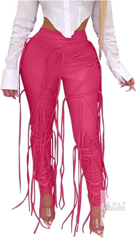 New Size 2XL* Women's Supremely Strappy Back-Zip Pleather Pants (See Photos For Measurements)