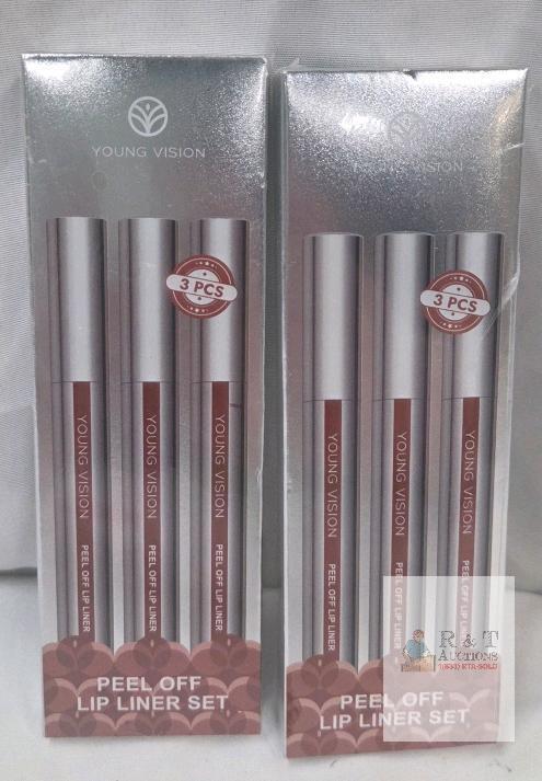 2 new Young Vision Peel Off Lip Liner Set - 3 Waterproof Matte Shades, 3ml Each, Original Packaging,
