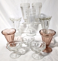 Vintage Indiana Powder Horn Glass + Sundae & Parfait Glasses.