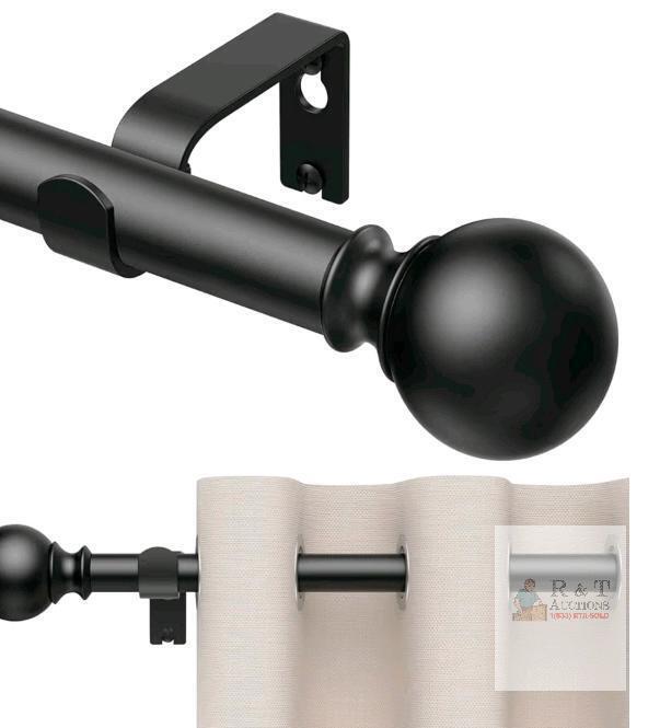 New 1 Pack Curtain Rods 128 inch, for Window, Adjustable Length Heavy Duty Diameter 7/8 inch, Modern Finials, Black