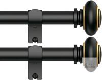 New 2 Pack Curtain Rods 18-128 inch, for Window 120 Inch, Adjustable Length Heavy Duty Diameter 7/8 inch, Modern Finials, Black