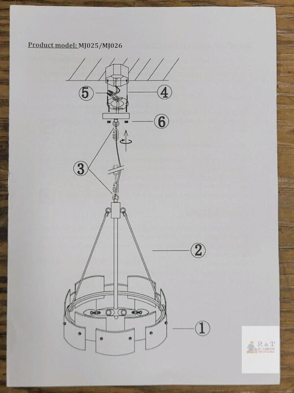 New - 6-Light Chrome Cage Etched Glass Chandelier . Model # MJ025