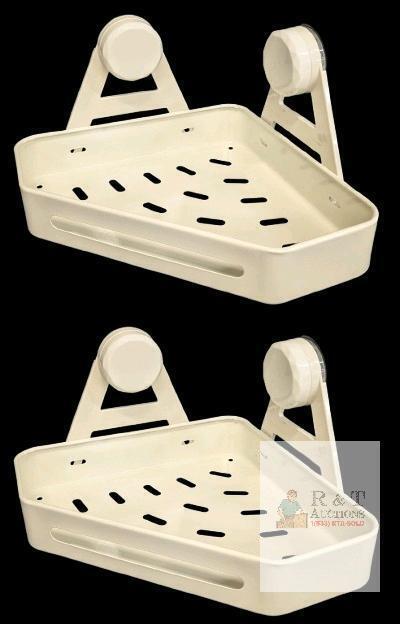 New 2-Pack Metal Shower Corner Shelves, No-Drill, Strong Suction, 9" &times; 9" &times; 2" High