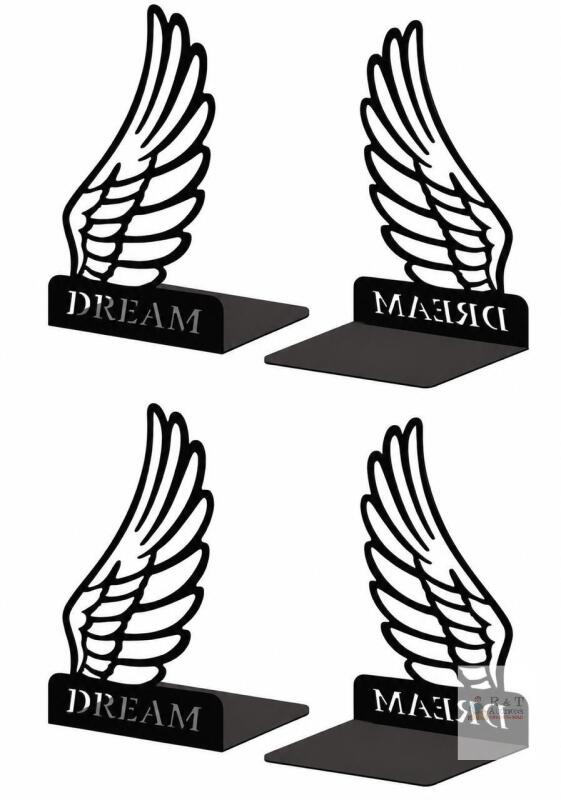 Peacoblue Cast Iron Wing "DREAM" Bookends, 5.3"x4.3"x7.9", Set of 4