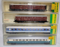 Minitrix N Scale Toy Train Railway Cars in Original Cases , 4 Cars