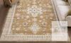 New - DEXI 4ft&times;6ft Washable Area Rug - Stain Resistant Low Pile Carpet with Non Slip Backing, Light Brown .