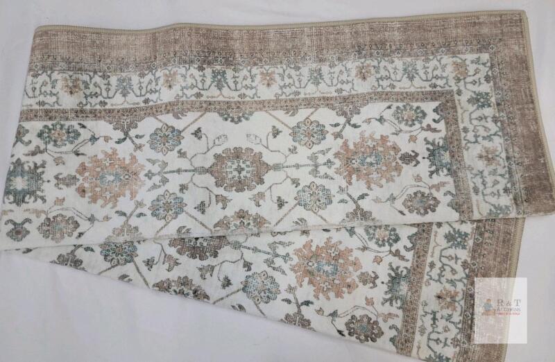 New - 2ft.&times;5ft. Distressed Light Brown Runner Rug - Low Pile Carpet with Non Slip Backing