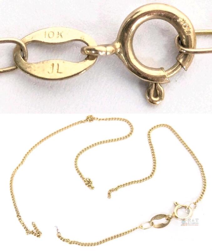 Stamped 10K Gold Broken Fine Bracelet, Stamped on Connecting Link, 0.6g