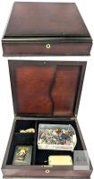 Vintage 1999 BOMBAY Locking Storage/Jewelry Box With 2 Keys (Loose Back Hinge) + Assorted Jewelry For Crafting & Repair, Box: 14.5" &times; 12.5" &times; 4.6" Tall