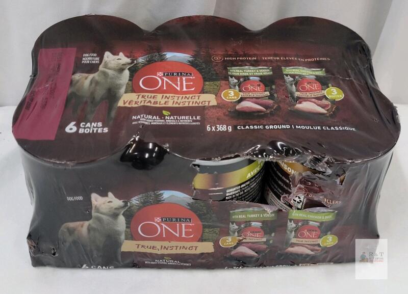 6-Cans New Purina One True Instinct Dog Food , 368g Cans . BB 2027 NOV