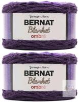 2-Pack New Bernat Blanket Ombre Eggplant Ombre Yarn - 300g/10.5oz - Polyester - 6 Super Bulky - 220 Yards - Knitting/Crochet