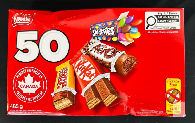 Nestl&eacute; 50-Count Assorted Snack Size - KitKat, Coffee Crisp, Aero, Smarties, 485g, Peanut Free, Canada