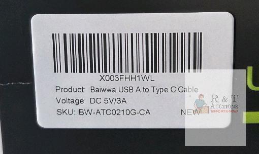 NEW Baiwwa USB A to Type C Cable, 3.3 ft Nylon Braided, 5V/3A, Grey, Model BW-ATC0210G-CA