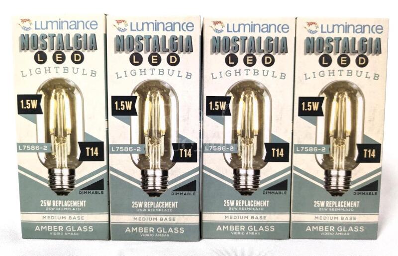4 New Nostalgia LED Lightbulbs 1.5W, E26 Base / 80 CRI.