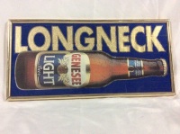 Beer Sign GENESEE Light Longneck Framed 25 x 12 inches