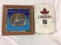 2 Beer Signs Molson Light Mirror & Canadian Sign