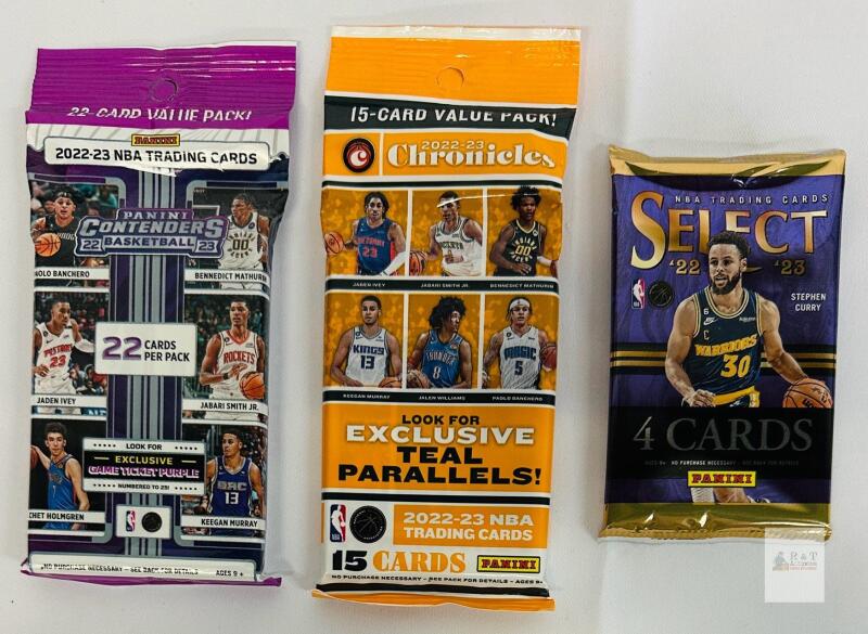 2022-23 Panini NBA Trading Card Packs: Contenders 22, Chronicles 15, Select 4 Cards Sealed