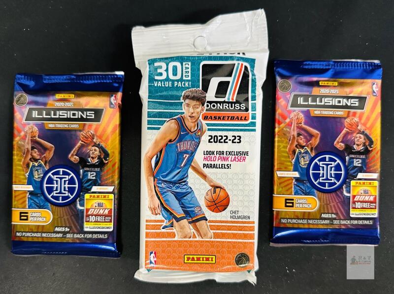 2020-21 Panini Illusions NBA 6-Card Packs & 2022-23 Donruss Value Pack 30 Cards Sealed