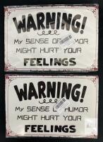 2 Decorative Aluminum Warning Sign, 8x12 Inches, Pre-Drilled Holes, Gloss Finish