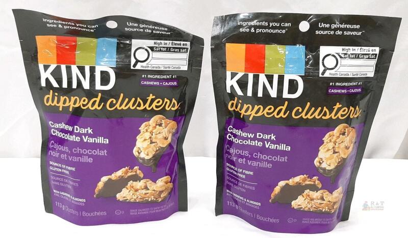 KIND Dipped Clusters Cashew Dark Chocolate Vanilla, 4oz (113g), 2 Bags, Gluten Free, Non-GMO