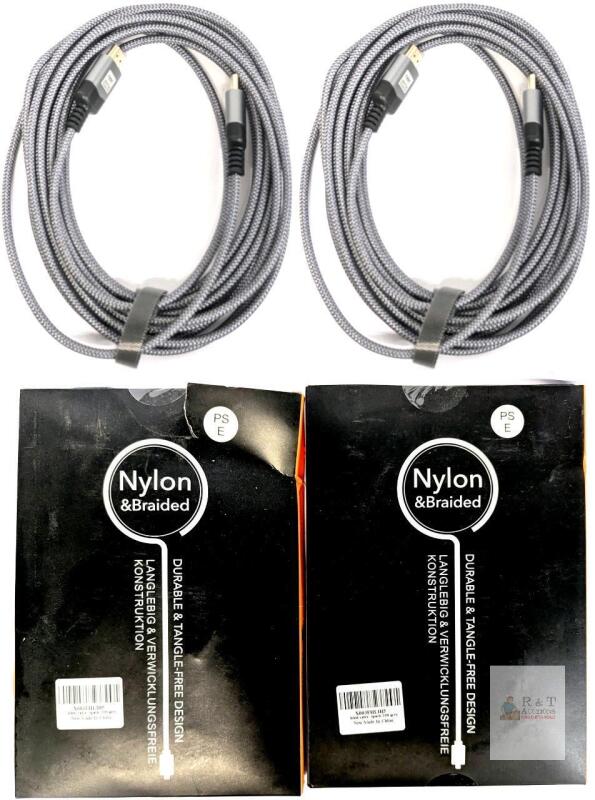 2 New 20ft Braided Nylon HDMI Cables