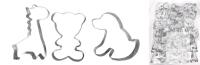12 New Packs of 3 Stainless Steel Cookie Cutters : Bear Dog Giraffe Shapes, for Fondant Biscuit Baking, Clay & Crafting - Up To 3.25" &times; 2"