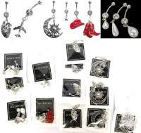 13 New Packs Stainless Steel Dangly Belly Button Rings, Assorted Styles
