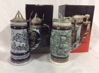 2 Vintage AVON Steins in boxes 8 & 9.5 inches tall