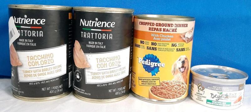 Nutrience Turkey Dog Food 400g, Pedigree Chicken 375g, Purina Beyond Trout Cat 85g