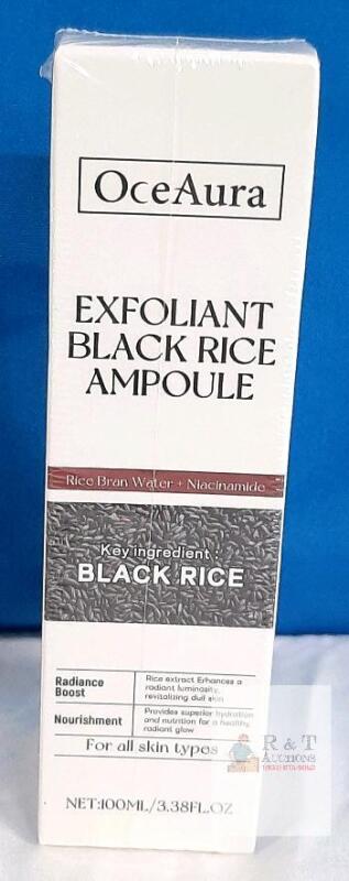 OceAura Exfoliant Black Rice Ampoule, 100ml, Niacinamide, Hyaluronic Acid, Sealed, 08/2028 Expiry