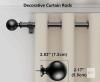 New 66" - 120" / 126" Black Curtain Rod Adjustable Length, Heavy Duty, Diameter 7/8 inch, Decorative Finials - 2