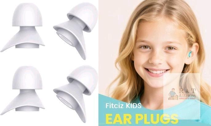 New 2-Pack GREY Size XS (Kid Size) FITCIZ Reusable Silicone Noise Reducing Ear Plugs for Concerts, Music Venues, Carnivals, Airplanes, Loud Environments, Hearing Protection, Sleep & Study